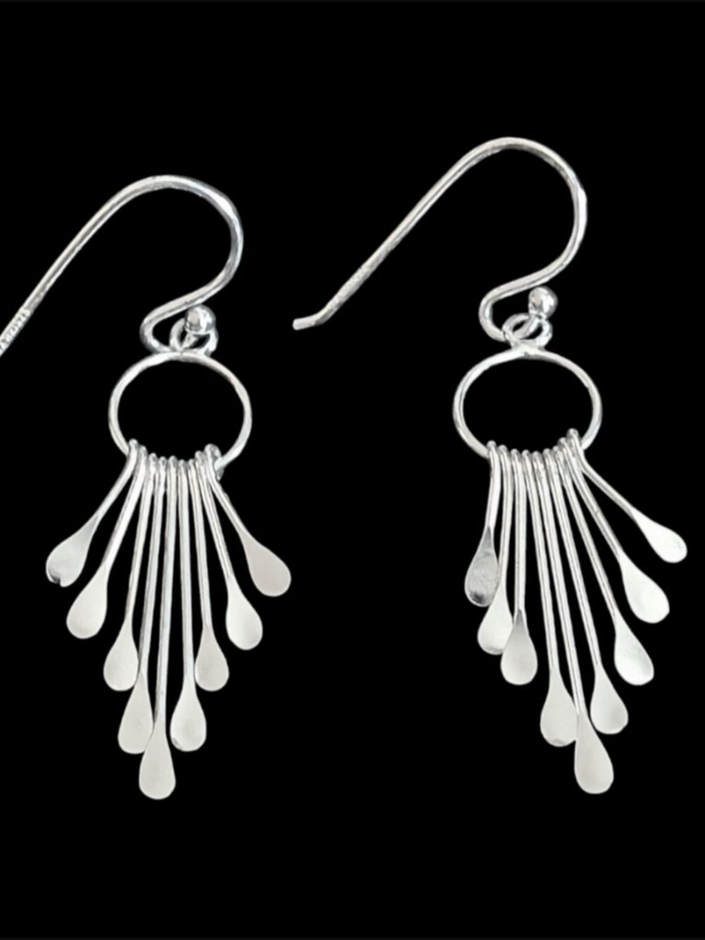 925 Sterling Silver Rhodium Plated Silver Tassel Wire Hook 1.5" Long Earrings